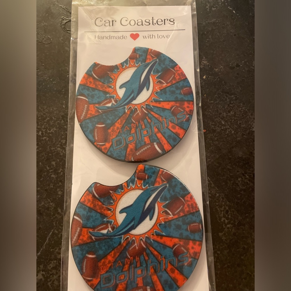 Miami Dolphins car coasters, NEW